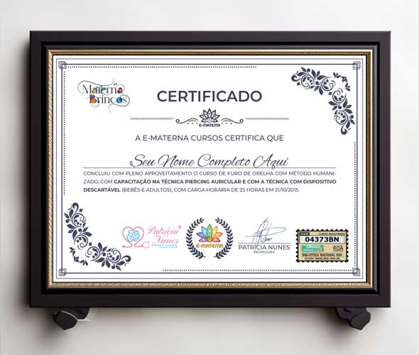 certificado reconhecido furo de orelha humanizado