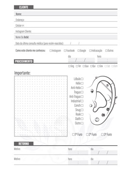Um planner elegante e detalhado para furo de orelha humanizado